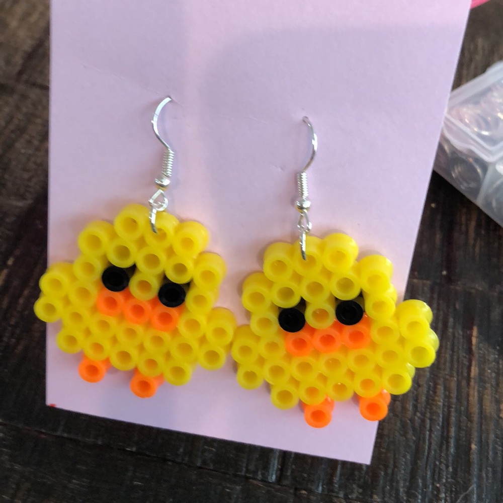 Pixel chick/duck earings